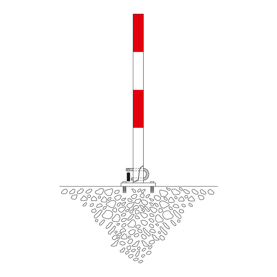 Poteau de délimitation basculant SCHUPO sur platine - Ø 60 mm - galvanisé à chaud et laqué - rouge/blanc-1