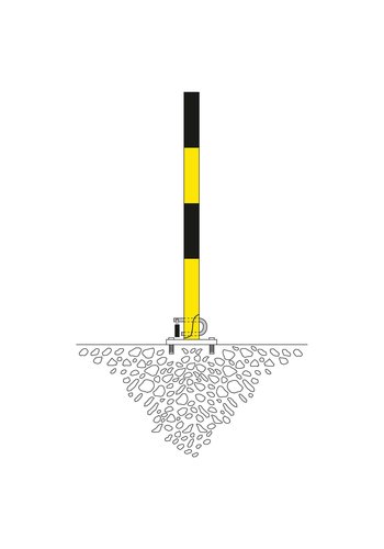 Poteau basculant SCHUPO sur platine - Ø 60 mm - jaune/noir 