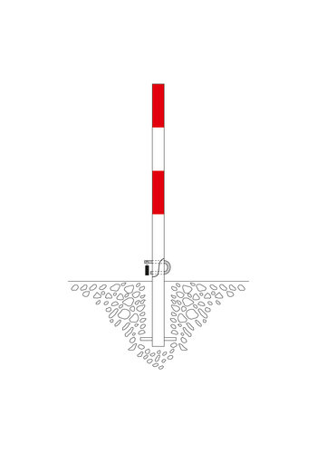 Poteau basculant SCHUPO - à bétonner - Ø 60 mm - rouge/blanc 