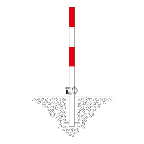 SCHUPO omklapbare afzetpaal - betonneren - Ø 60 mm - rood/wit 