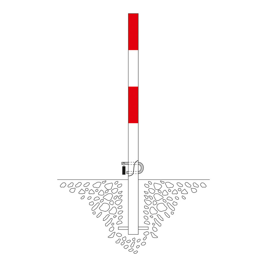 Poteau de délimitation basculant SCHUPO à bétonner - Ø 60 mm - galvanisé à chaud et laqué - rouge/blanc-1