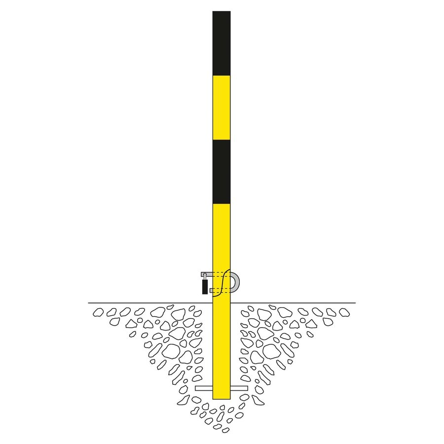 Poteau de délimitation basculant SCHUPO à bétonner - Ø 60 mm - galvanisé à chaud et laqué - jaune/noir-1