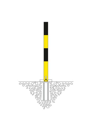 Poteau basculant SESAM A - à bétonner - 70 x 70 mm - jaune/noir 