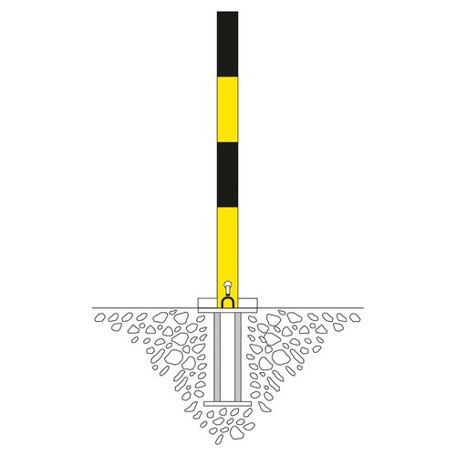 Poteau basculant SESAM A - à bétonner - 70 x 70 mm - jaune/noir 