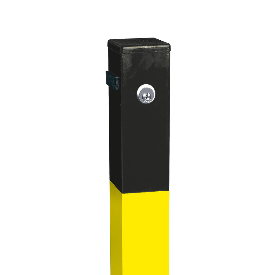 Poteau de délimitation basculant SESAM A - à bétonner - 70 x 70 mm - galvanisé à chaud et laqué - jaune/noir-3