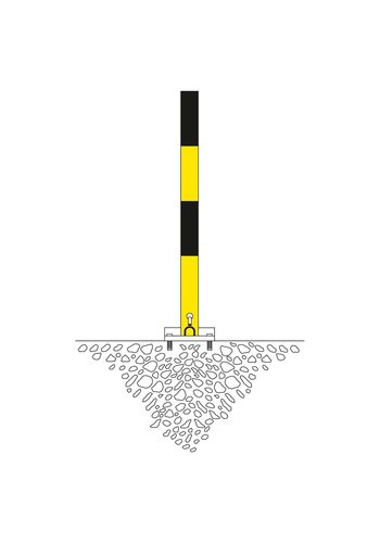SESAM A omklapbare afzetpaal op voetplaat - 70 x 70 mm - geel/zwart 
