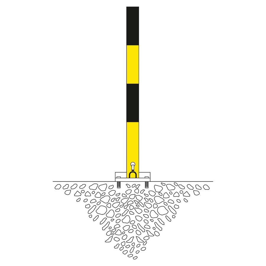 SESAM A omklapbare afzetpaal op voetplaat - 70 x 70 mm - thermisch verzinkt en gelakt - geel/zwart-1