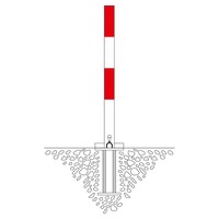 thumb-Poteau de délimitation basculant SESAM A - à bétonner - 70 x 70 mm - galvanisé à chaud et laqué - rouge/blanc-1