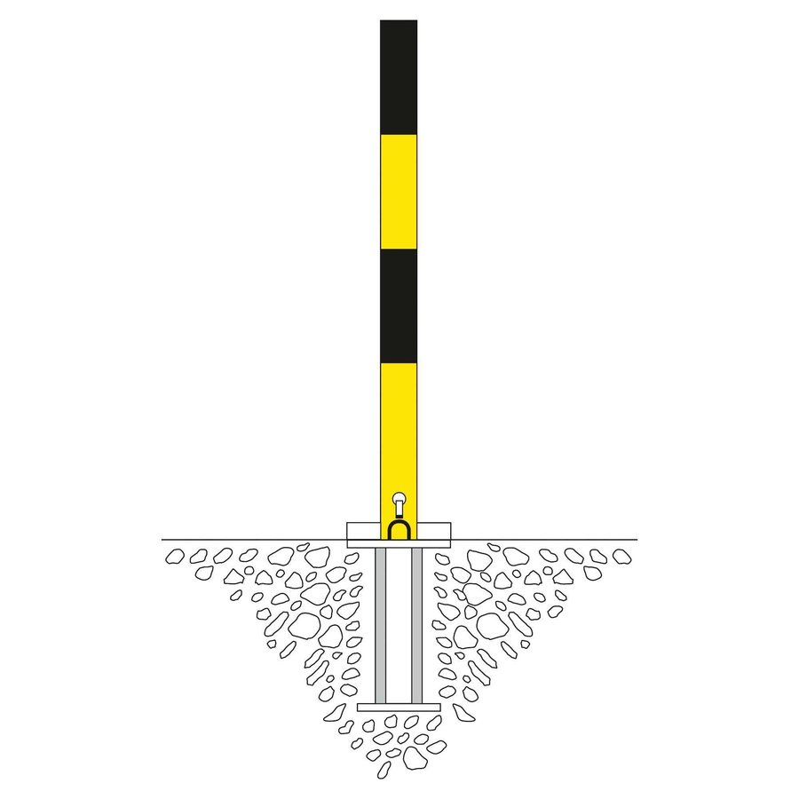 Poteau de délimitation basculant SESAM B - à bétonner - 70 x 70 mm - galvanisé à chaud et laqué - jaune/noir-1