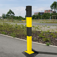 thumb-Poteau de délimitation basculant SESAM B - à bétonner - 70 x 70 mm - galvanisé à chaud et laqué - jaune/noir-2
