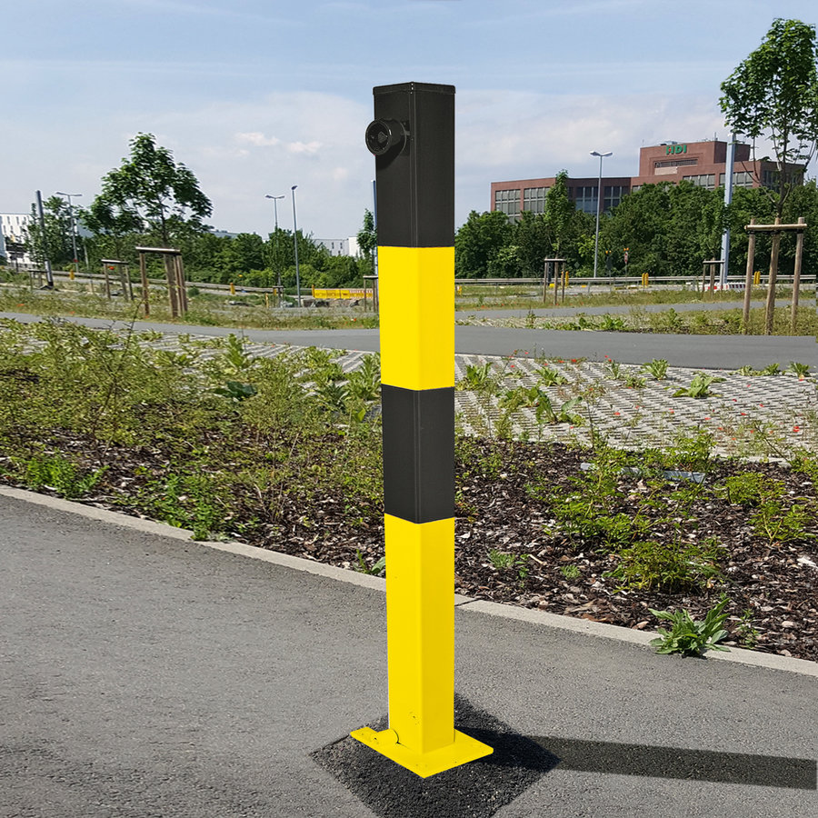 SESAM B omklapbare afzetpaal om in te betonneren - 70 x 70 mm - thermisch verzinkt en gelakt - geel/zwart-2