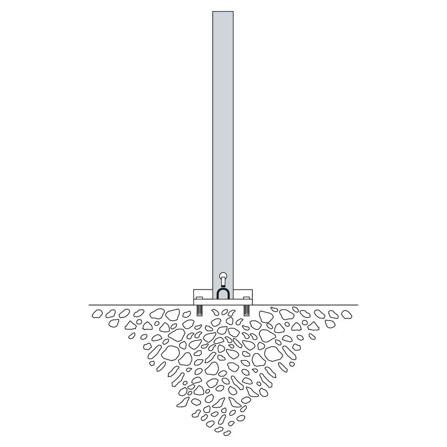 Poteau de délimitation basculant SESAM B - sur platine - 70 x 70 mm - galvanisé à chaud-1