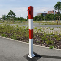 thumb-SESAM B omklapbare afzetpaal om in te betonneren - 70 x 70 mm - thermisch verzinkt en gelakt - rood/wit-4