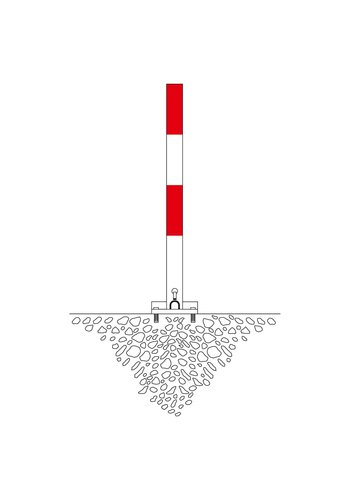 SESAM B omklapbare afzetpaal op voetplaat - 70 x 70 mm - rood/wit 