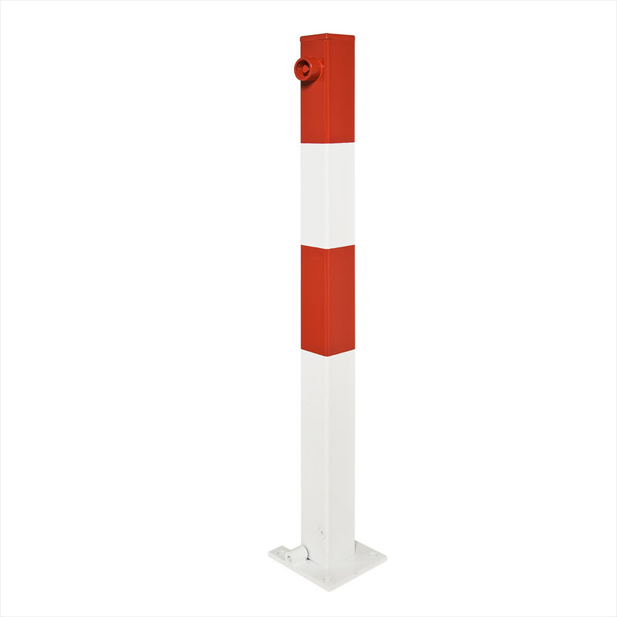 SESAM B omklapbare afzetpaal op voetplaat - 70 x 70 mm - thermisch verzinkt en gelakt - rood/wit-2