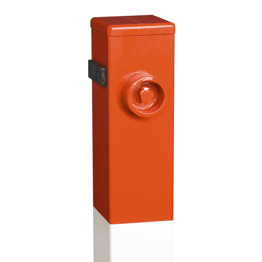 SESAM B omklapbare afzetpaal op voetplaat - 70 x 70 mm - thermisch verzinkt en gelakt - rood/wit-3