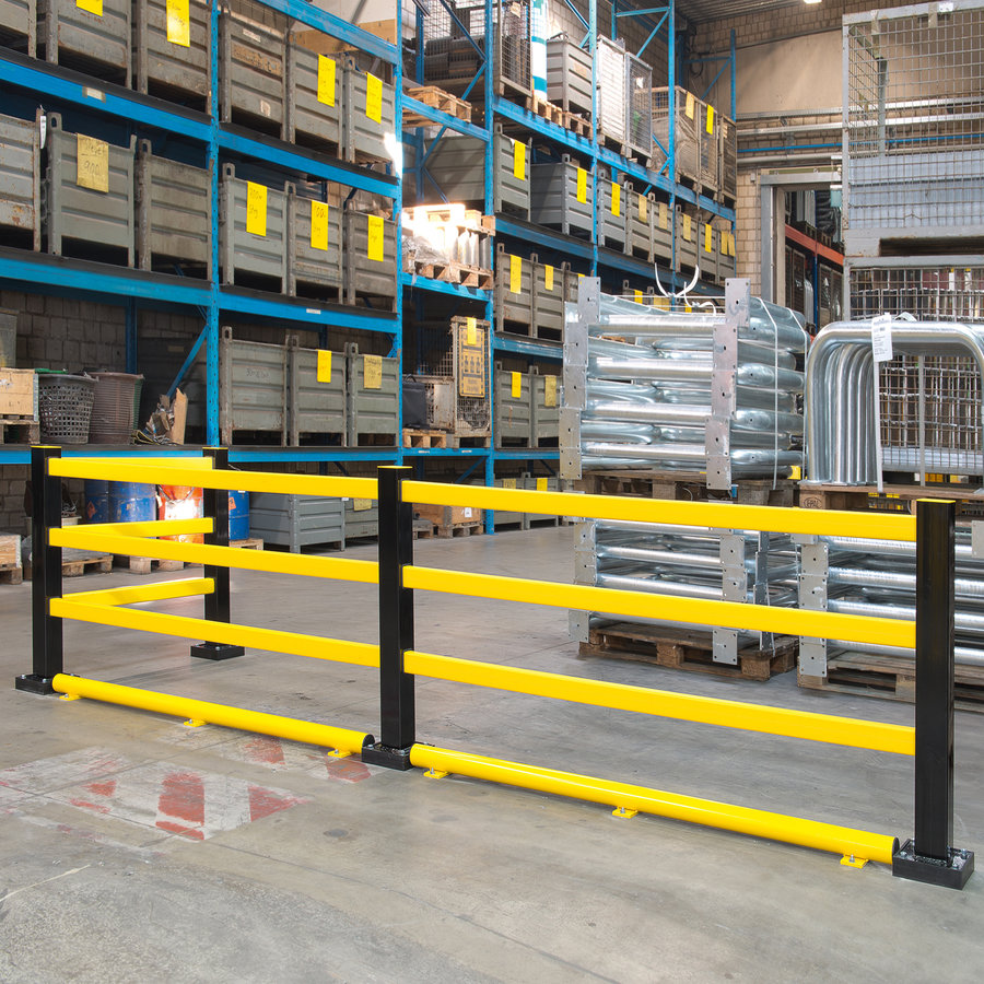 magazijn railing HYBRID - onderrijbeveiliging - 1750 mm - thermisch verzinkt en gepoedercoat - geel-2