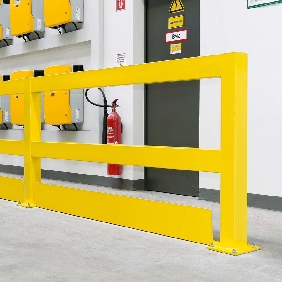 Doorrijbeveiliging voor magazijn railing - 1380x200x100 mm - gepoedercoat - geel-2