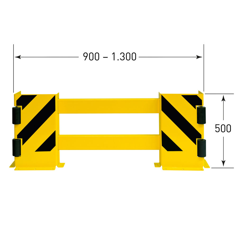 protecteur de rayonnage et angles avec rouleaux de guidage (B) - 900/1300 x 500 x 190 mm - noir/jaune-3