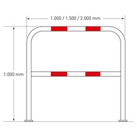 thumb-beschermbeugel Ø60 mm - 1000 x 2000 - voetplaten - gepoedercoat - wit/rood-2