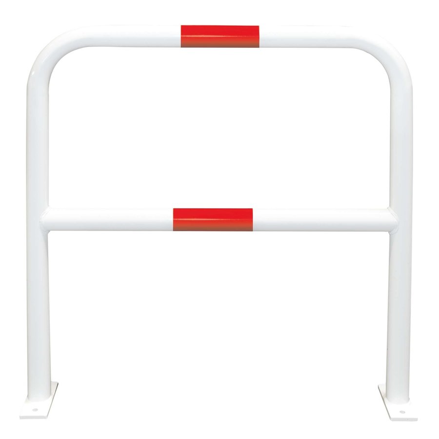 arceau de protection Ø60 mm - 1000 x 1000 - platines - galvanisé à chaud et thermolaqué - blanc/rouge-2