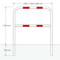 thumb-beschermbeugel Ø60 mm - 1300 x 1500 - betonneren - gepoedercoat - wit/rood-2