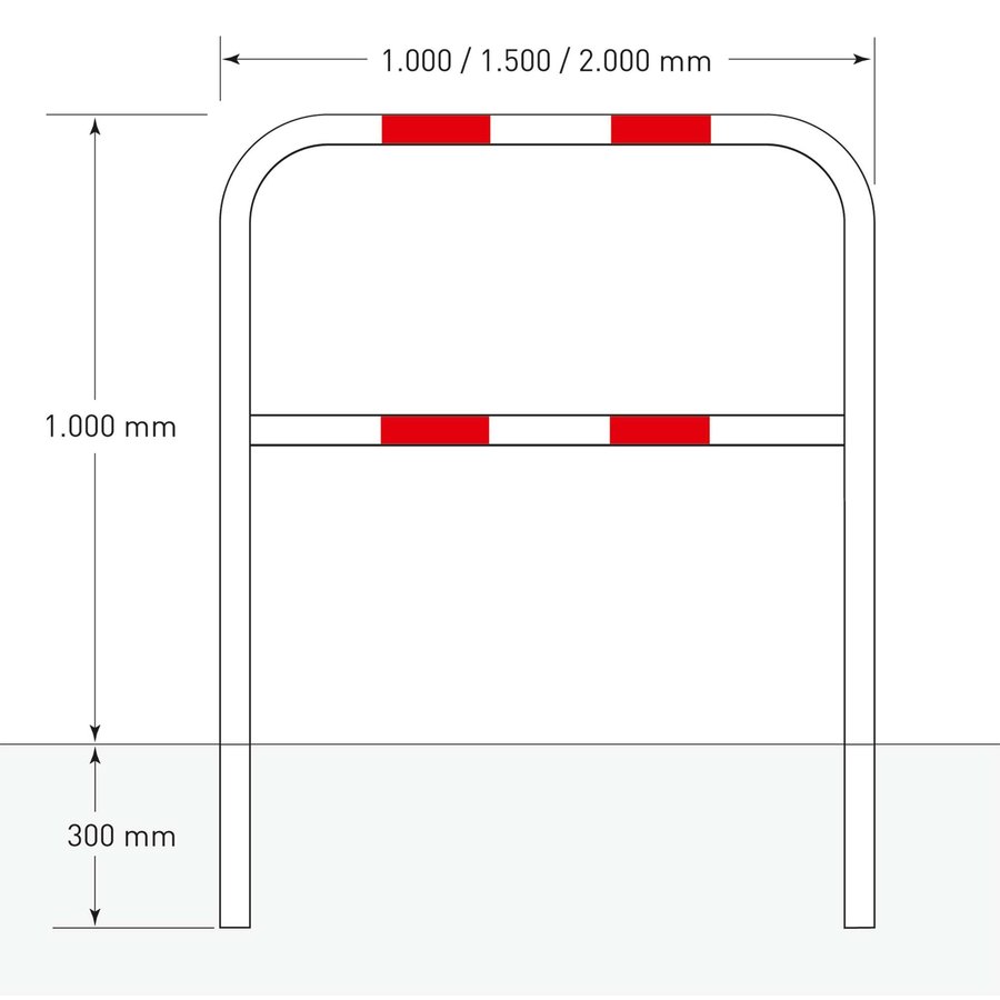 beschermbeugel Ø60 mm - 1300 x 1500 - betonneren - gepoedercoat - wit/rood-2