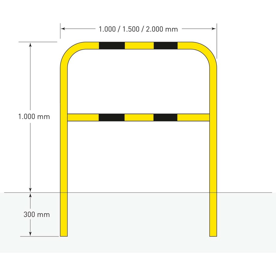 arceau de protection Ø60 mm - 1300 x 1000 - à sceller - thermolaqué - jaune/noir-2