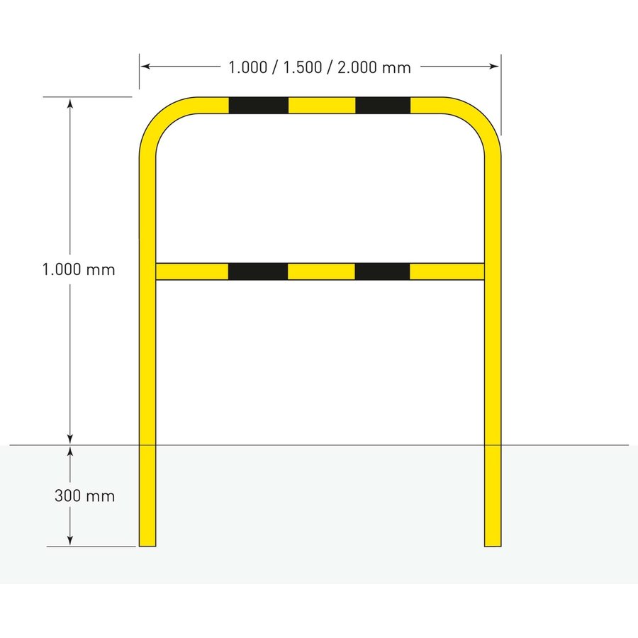 beschermbeugel Ø60 mm - 1300 x 1000 - betonneren - gepoedercoat - geel/zwart-2