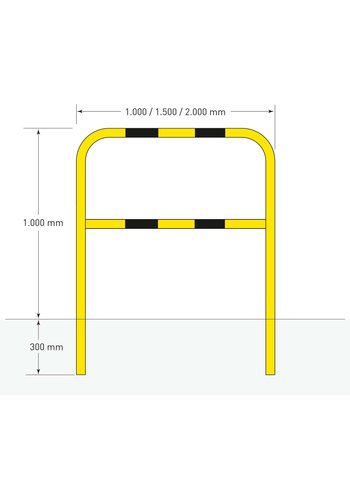 arceau Ø60mm-1300x1000-à sceller-zingué/laqué-jaune/noir 