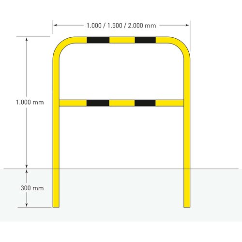 arceau Ø60mm-1300x1500-à sceller-zingué/laqué-jaune/noir 