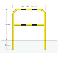 beschermbeugel Ø60 mm - 1300 x 2000 - betonneren - thermisch verzinkt en gepoedercoat - geel/zwart