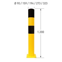 thumb-rampaal Ø 159mm (L) op voetplaat - thermisch verzinkt en gepoedercoat -geel/zwart-3