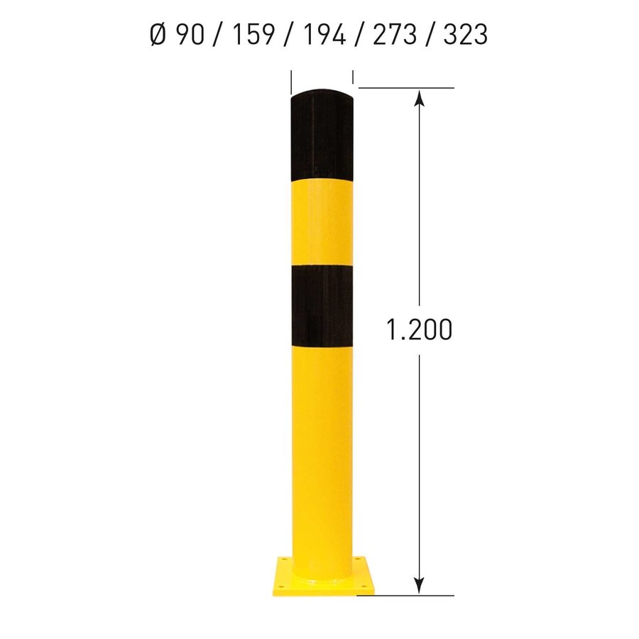 poteau de protection Ø 159mm (L) sur platine - galvanisé à chaud et thermolaqué - jaune/noir-3
