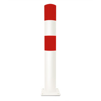 thumb-poteau de protection Ø 159mm (L) sur platine - galvanisé à chaud et thermolaqué - blanc/rouge-1