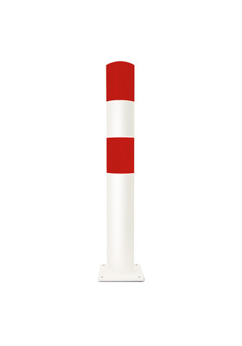 poteau de protection Ø 159mm (L) sur platine - blanc/rouge 