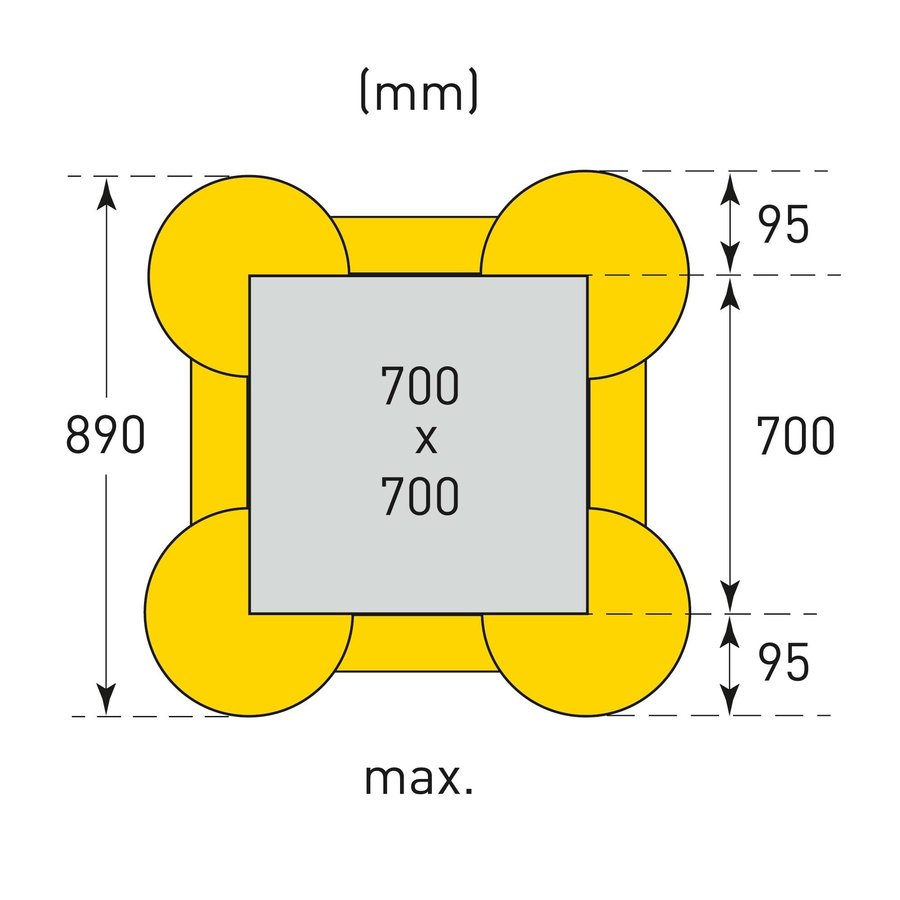 kunststof zuilenbeschermer ECO  - 1000 x 770 x 770 mm - geel-7