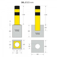 thumb-rampaal Ø 323mm (3XL) om in te betonneren - thermisch verzinkt en gepoedercoat - geel/zwart-8