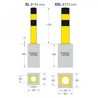 thumb-poteau de protection Ø 194mm (XL) sur platine - galvanisé à chaud et thermolaqué - jaune/noir-5