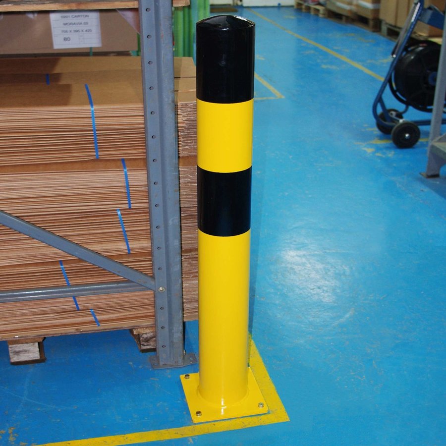 poteau de protection Ø 159mm (L) sur platine - thermolaqué - jaune/noir-2