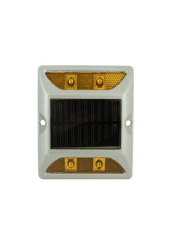 Wegdekreflector met knipperend  LED licht op zonne energie GEEL/GEEL 