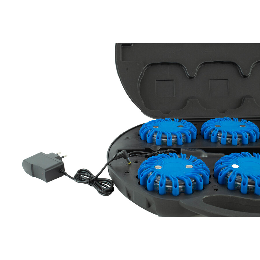 Coffre avec 6 rotorlights LED bleu rechargeable - magnétique-5