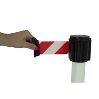 thumb-Paal in PVC met haspel en lint 3 m x 50 mm rood / wit - Opvulbaar voetstuk 9 kg-2