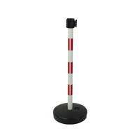 thumb-Poteau PVC avec tête à sangle 3 m x 50 mm. rouge / blanc - soccle à lester 9 kg-1