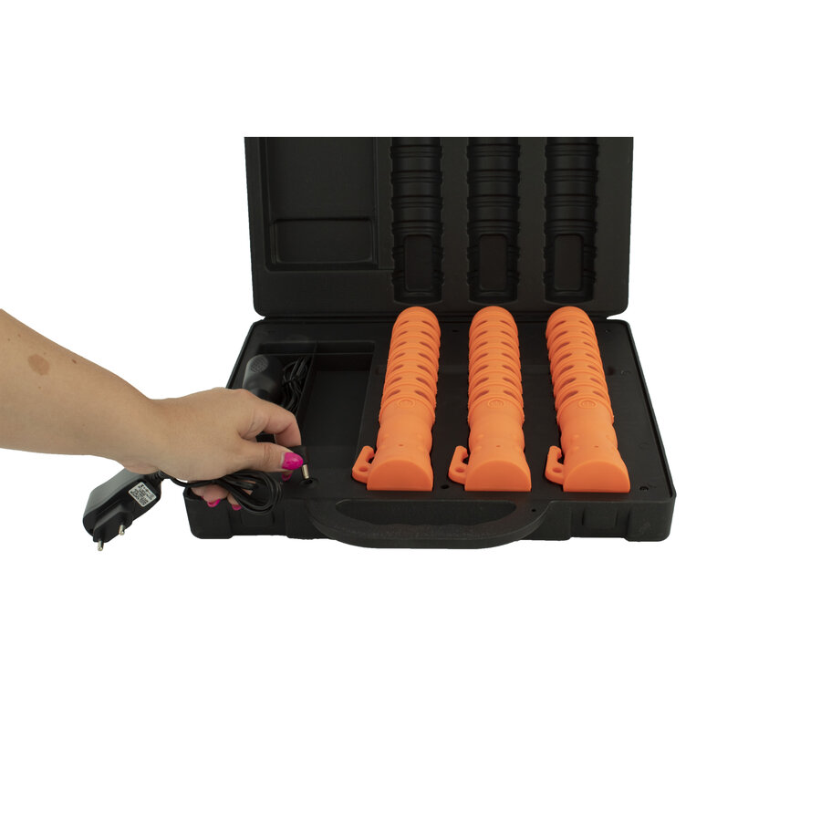 Koffer met 3 LED toortslampen (seinlampen) - oranje - oplaadbaar-2