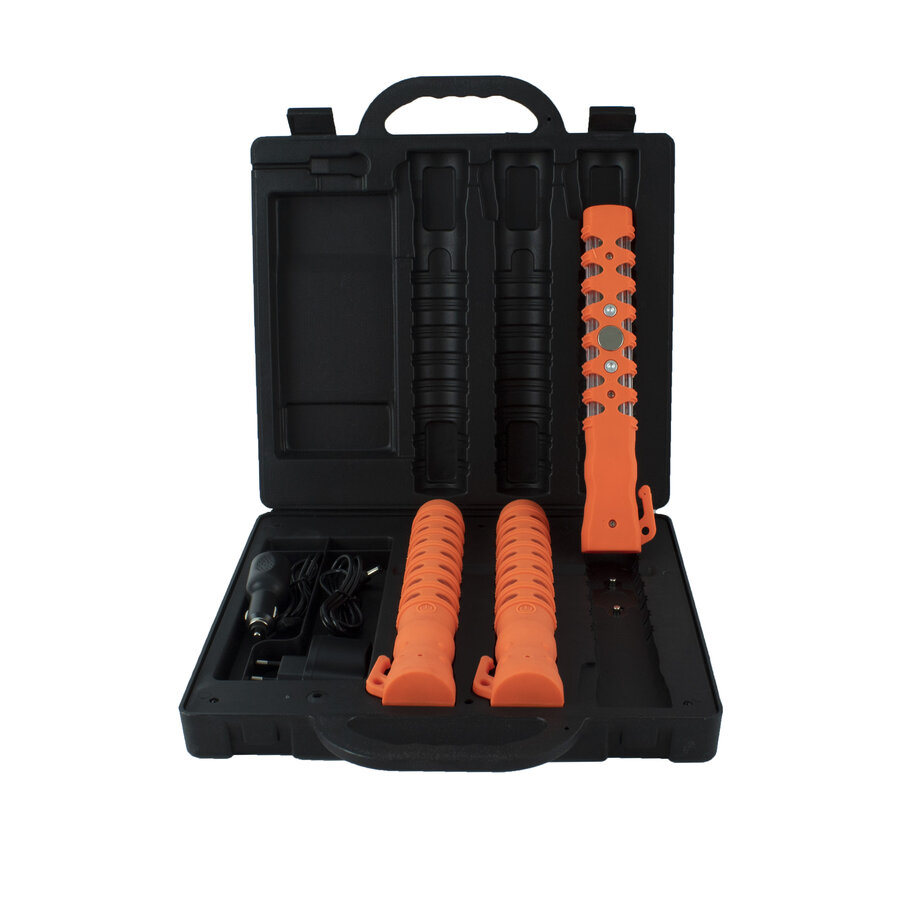 Coffret à 3 batons de police lumineux - orange - rechargeable-4