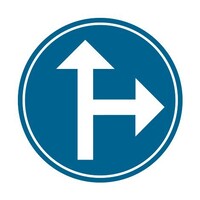 Panneau D3b: Obligation d’aller à droite ou aller tout droit  - Dia 400