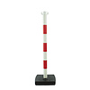 Kettingpaal in PVC. 90 cm. rood / wit met opvulbare voet 4 kg