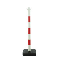 thumb-Poteau PVC socle chantier 4 kg à lester. 90 cm. Rouge / Blanc-1