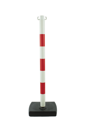 Kettingpaal in PVC. 90 cm. rood / wit met opvulbare voet 4 kg 